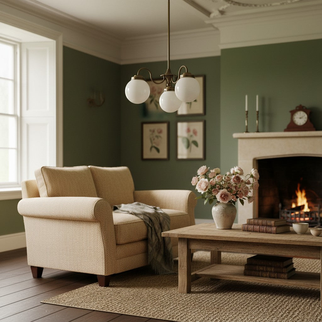 Glorica Glass Vintage Globe Chandelier - Brass 3-Light Frosted Glass Hanging Fixture