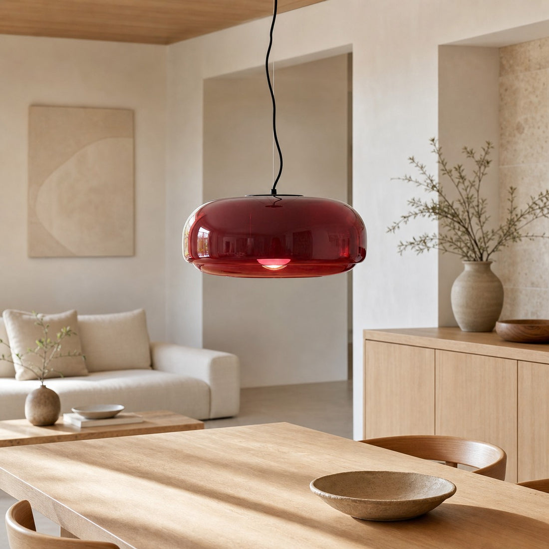 Clinco Modern Mushroom Pendant Light - Colored Glass Hanging Light