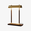 Brown leather-wrapped double-column table lamp