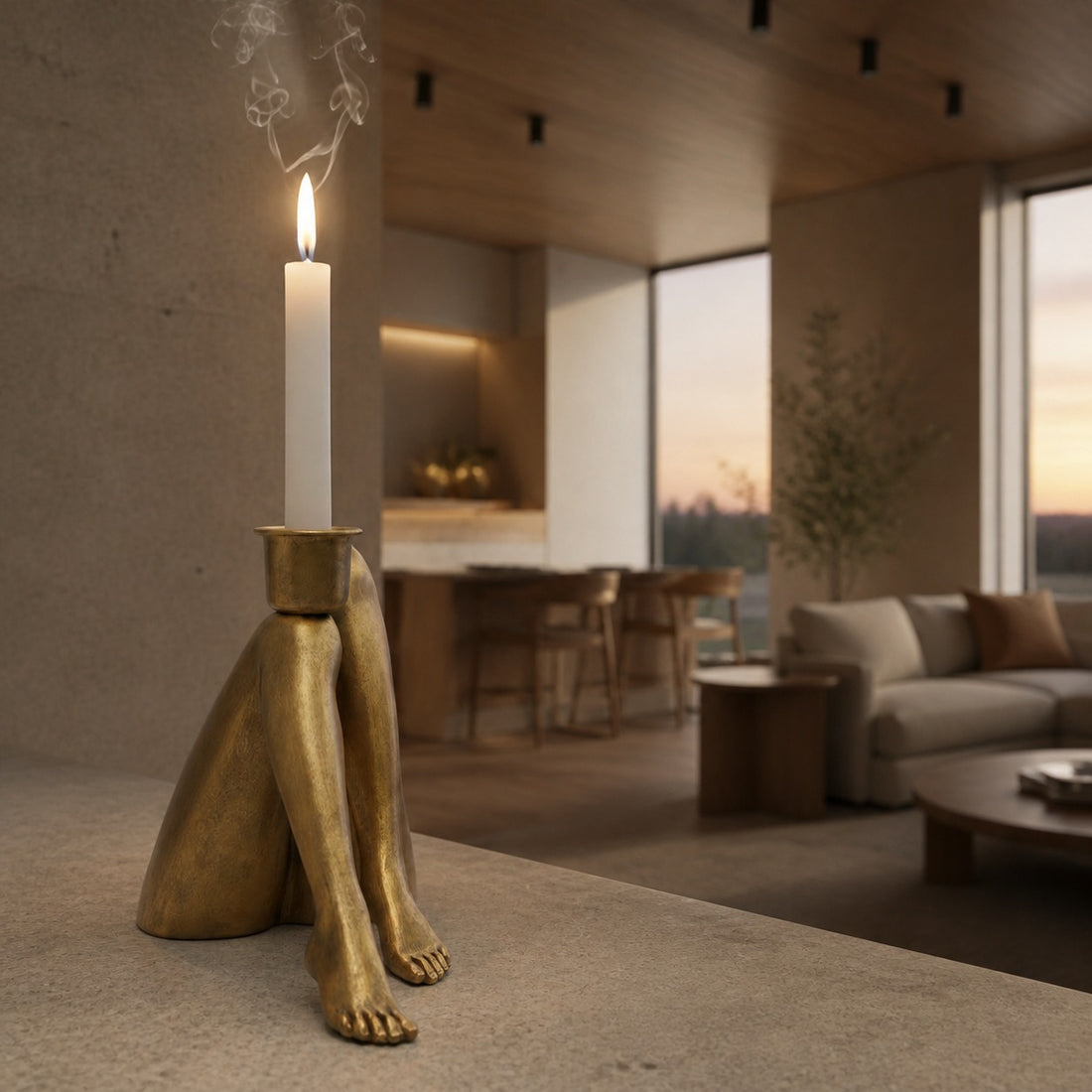 Kickra Modern Designer Candle Holder with Gold Leg-Inspired Base U22