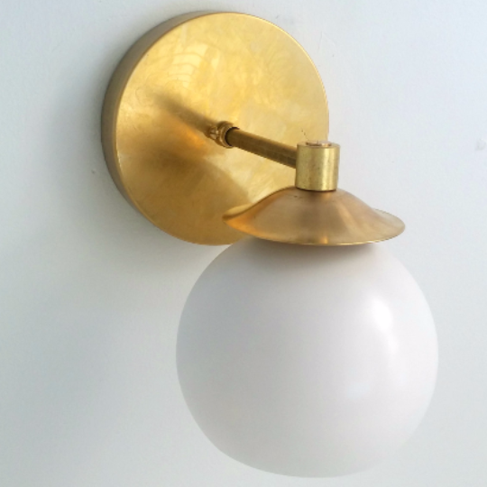 Mid-Century Wall Sconce - Brass Accents with Metal Shade Options