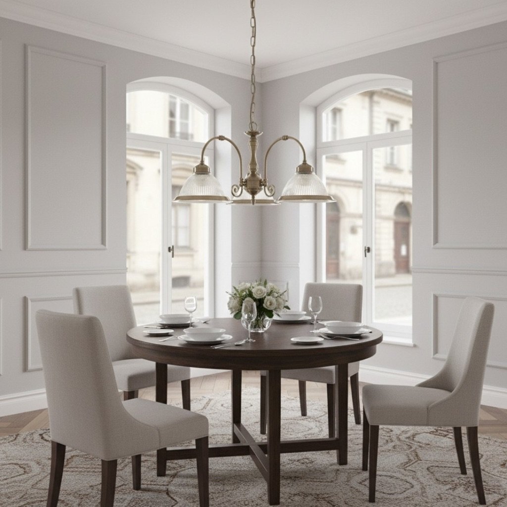 TF Vintora Ribbed Glass Pendant Light – Elegant Metal Trim for Kitchens, Dining Areas and Hallways