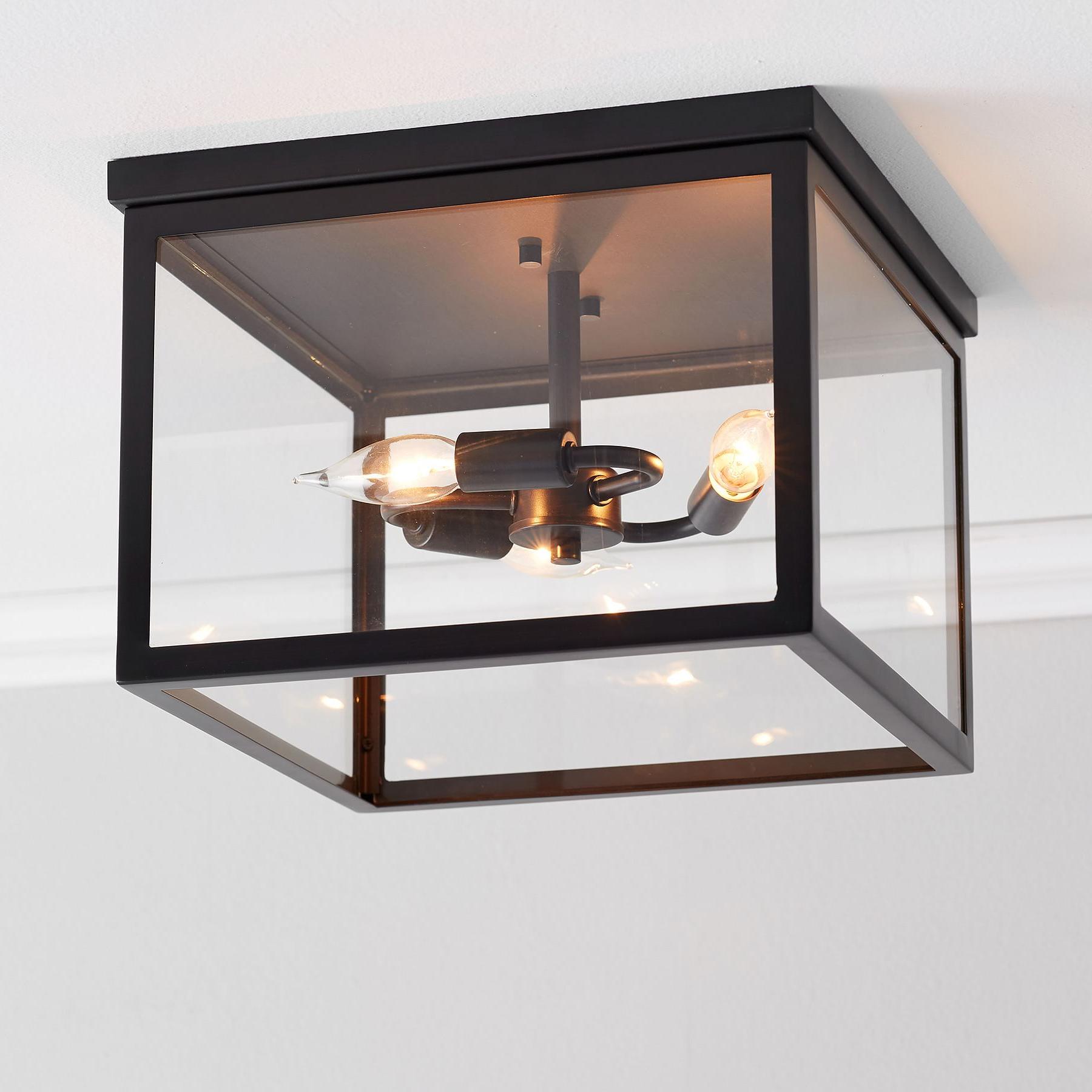 Ferrix Minimalistisch Iron Flush Mount Ceiling Light - Modern Outdoor Glass Ceiling Lamp