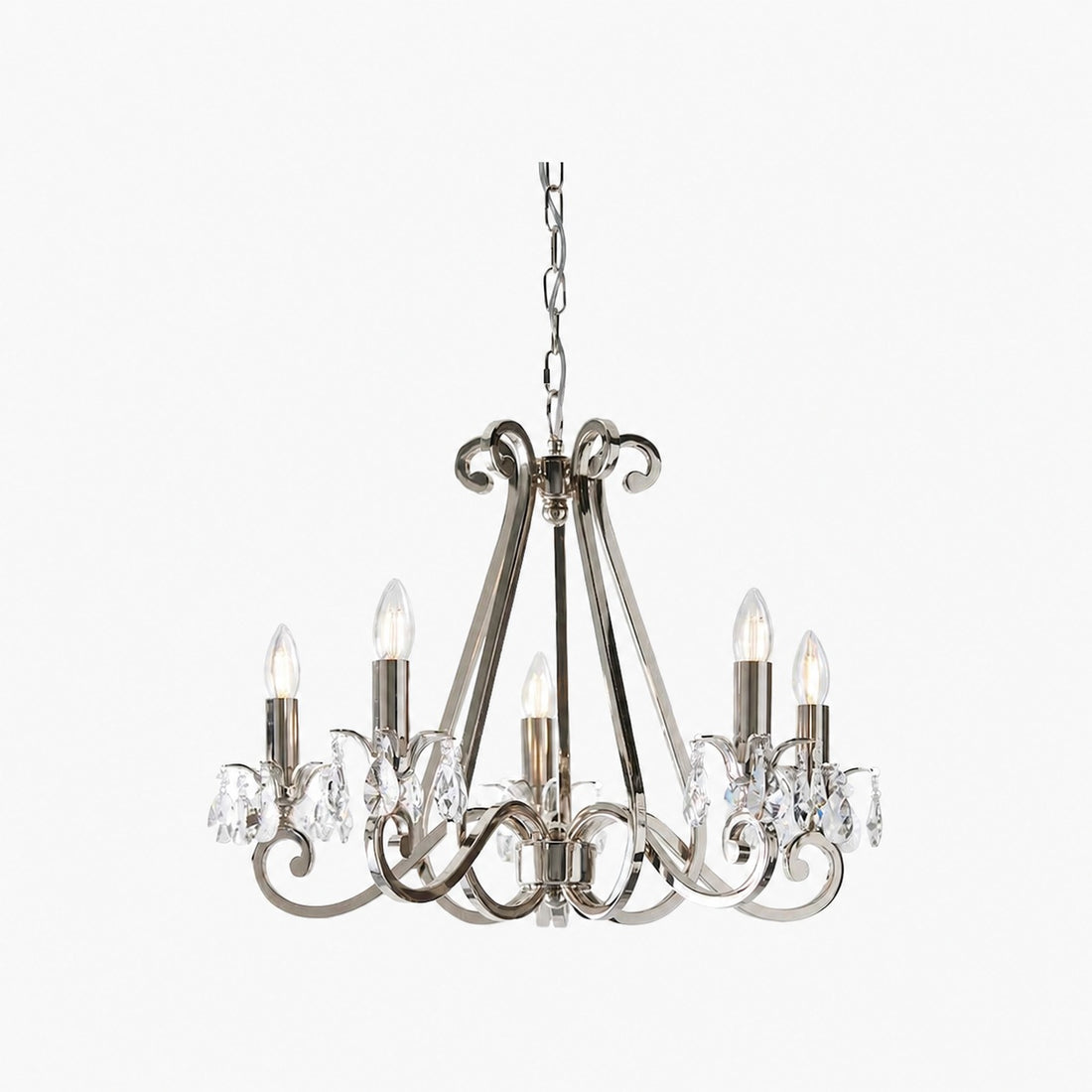 Talonis Crystal Chandelier - Traditional Candle-Style Brass and Nickel for Living Room and Dining Room