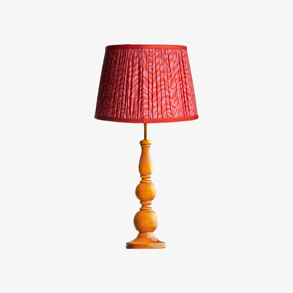 Grainora Table Lamp with Wooden Grain Base - Fabric Lampshade for Living Rooms