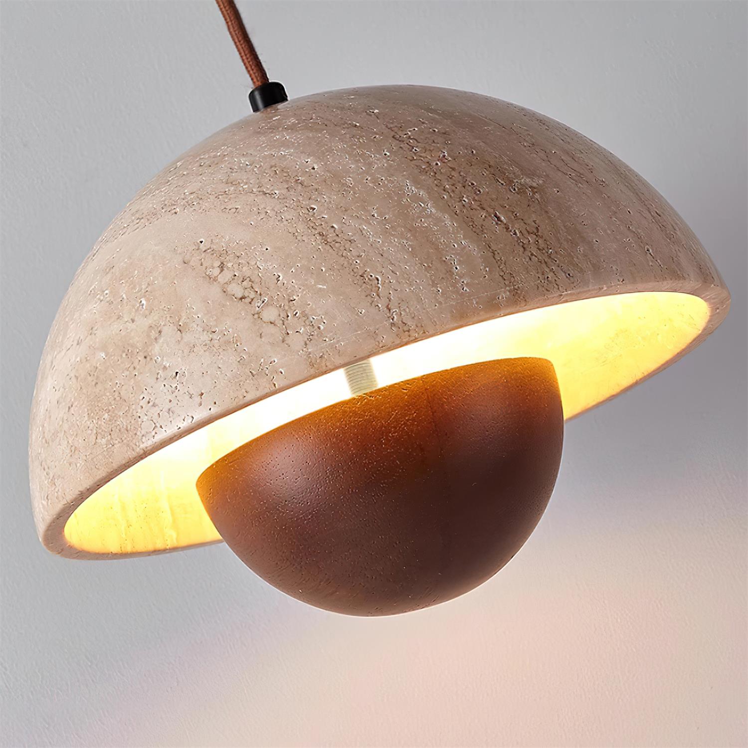 Natural Travertine Flower Bud Design Pendant Lamp