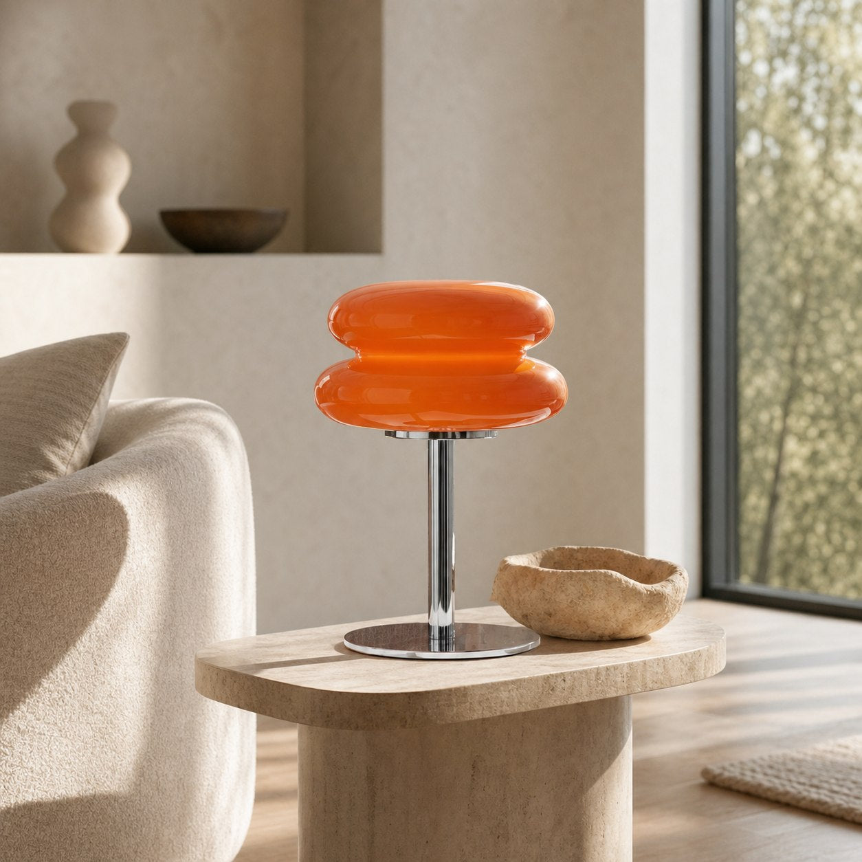 Glasentro Bauhaus Table Lamp Geometric Glass Design Modern Accent for Living Room N12