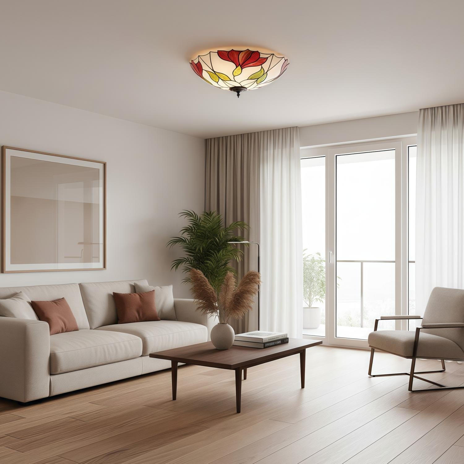 TF Botanica Floral Glass Ceiling & Pendant Lighting - Art Glass Style Fixture for Rooms