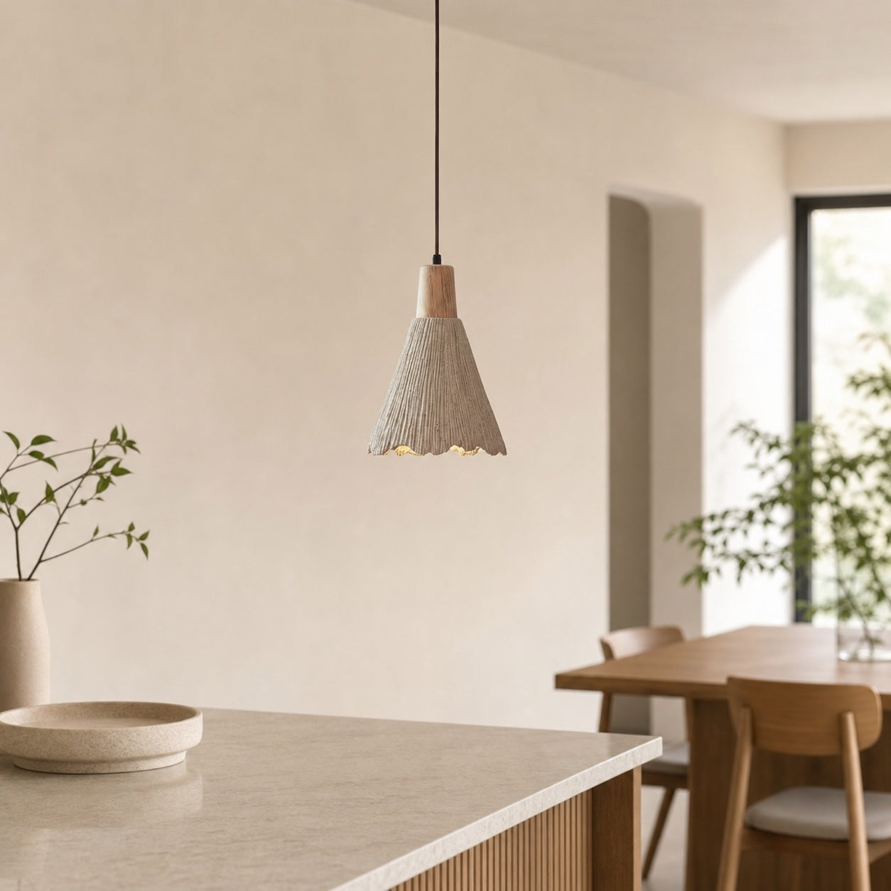 Solaraeon Pleated Pendant Lamp Modern Industrial Hanging Light for Dining and Living Spaces