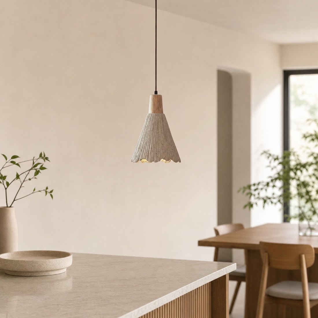 Solaraeon Pleated Pendant Lamp Modern Industrial Hanging Light for Dining and Living Spaces