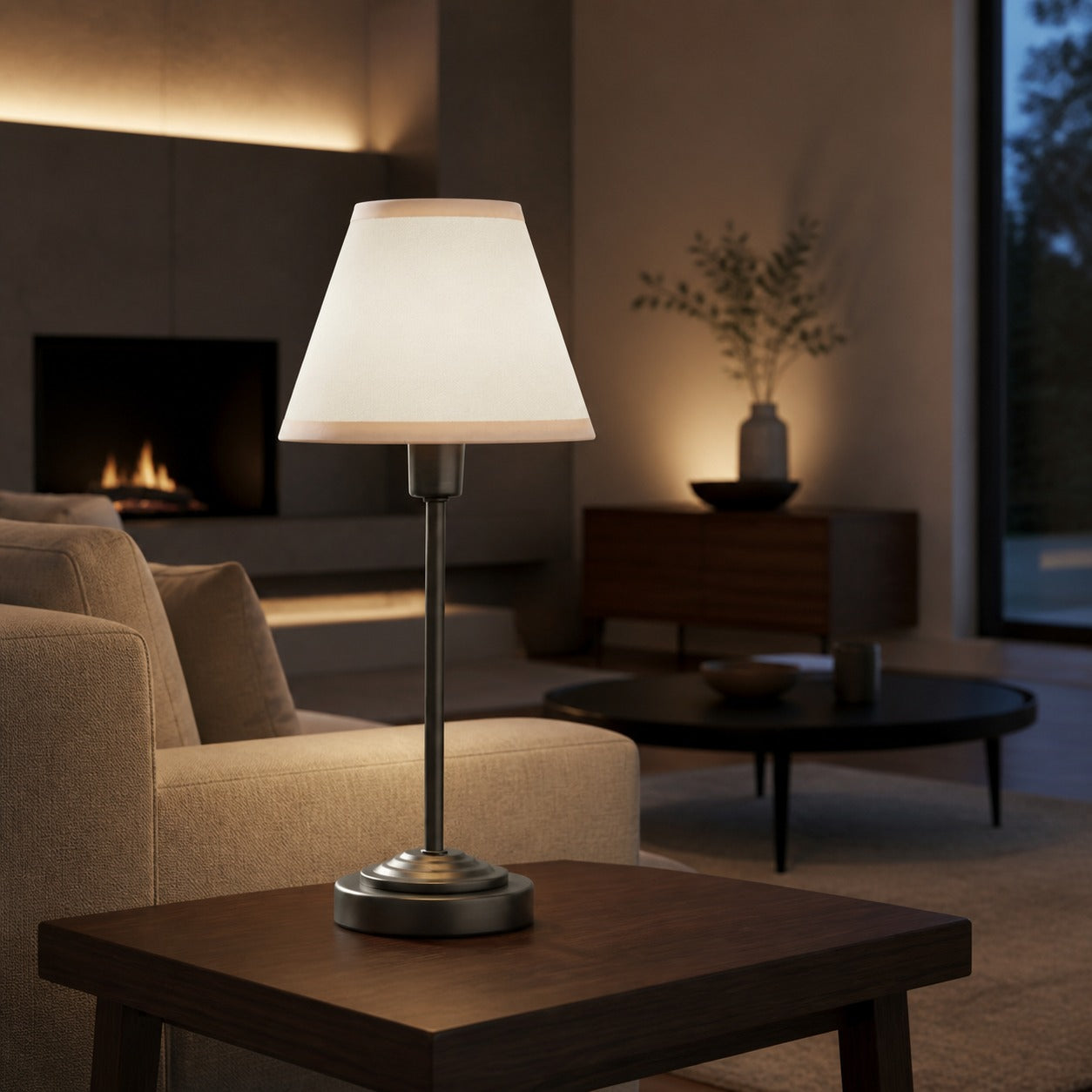 Bronzuno Textured Fabric Desk Lamp – Modern Metal Base Lighting for Offices or Lounges