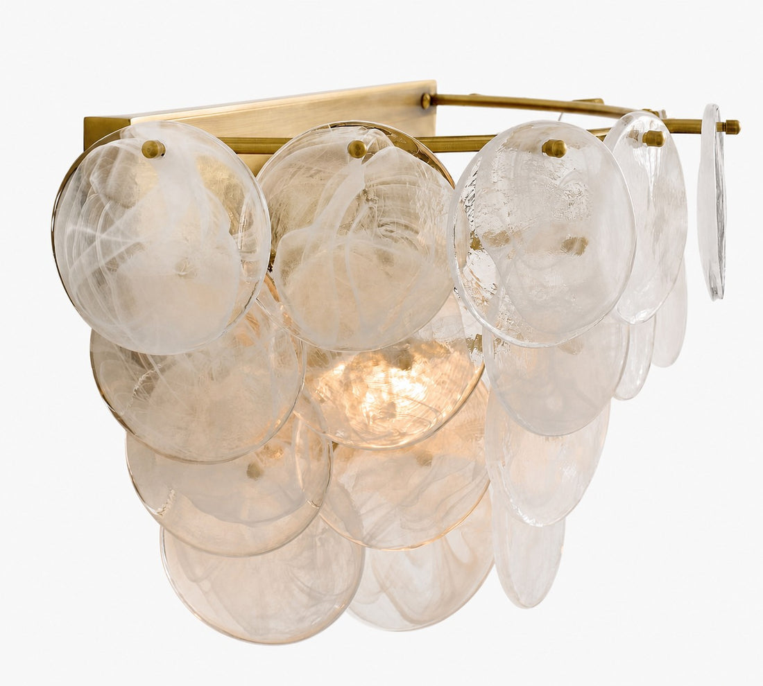 Sevra Cascading Glass Disc Wall Sconce - Metal Vintage Brass Finish Lighting