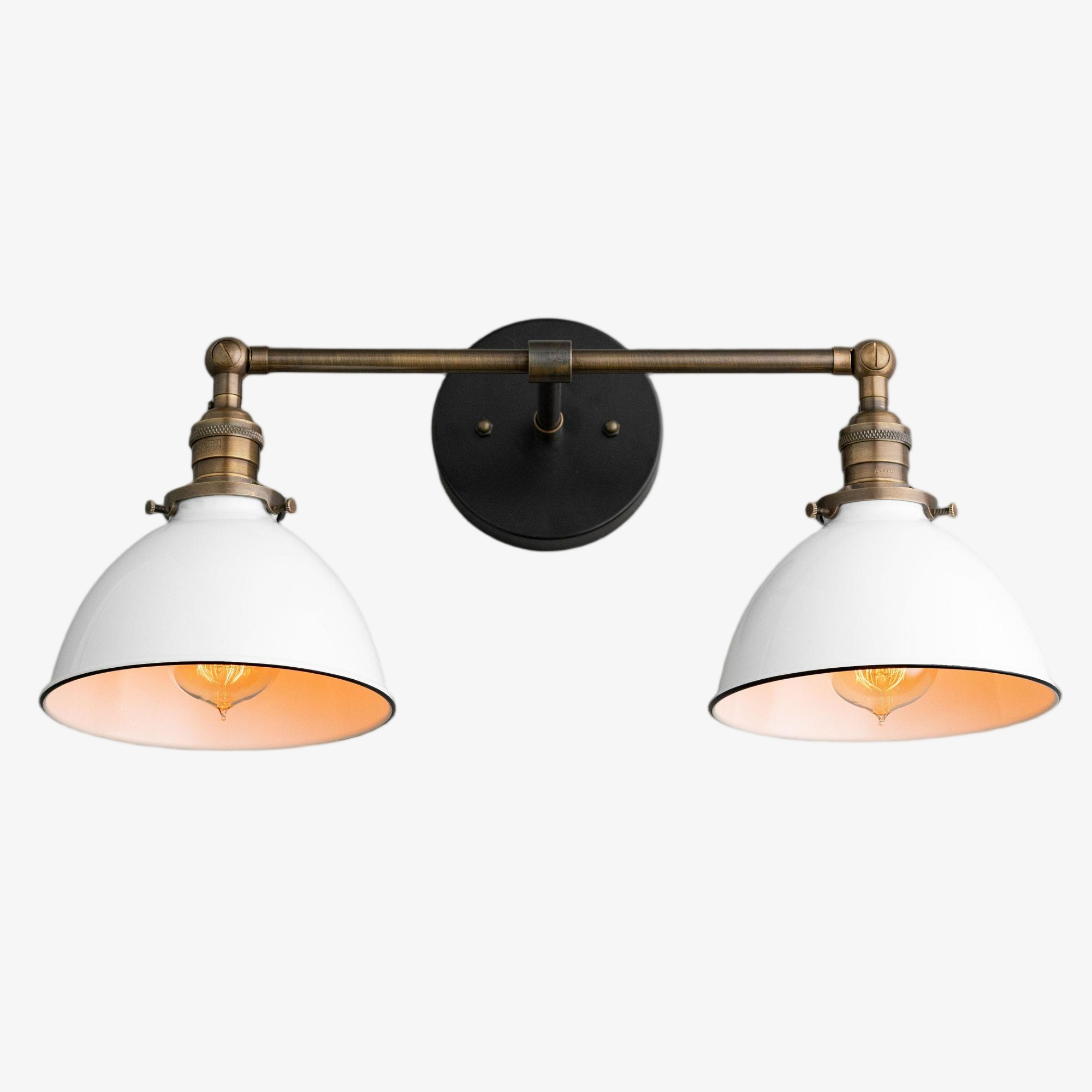 Conique Metal Dual Head Wall Fixture with Classic Shades – Industrial Vanity Lamp