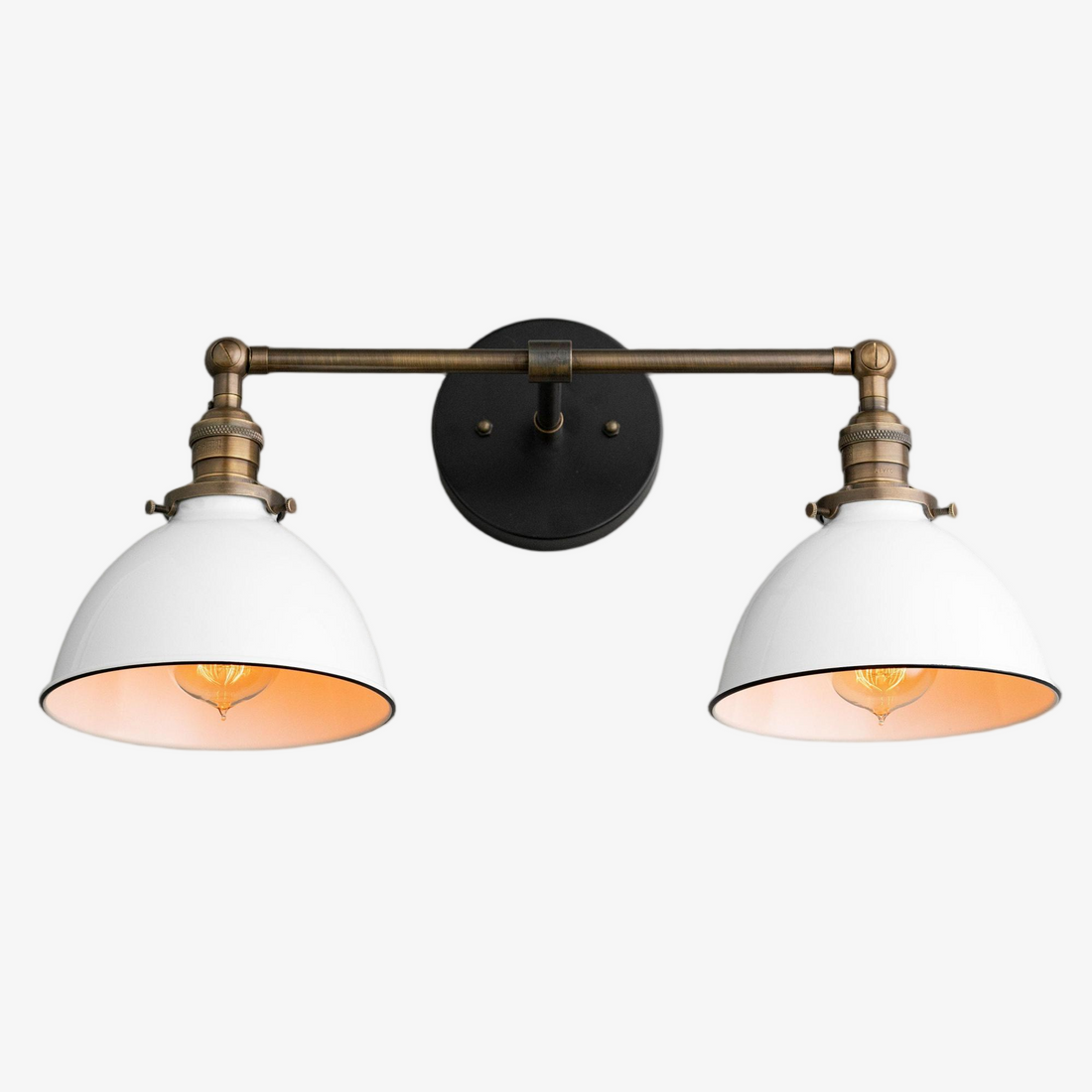 Conique Metal Dual Head Wall Fixture with Classic Shades – Industrial Vanity Lamp