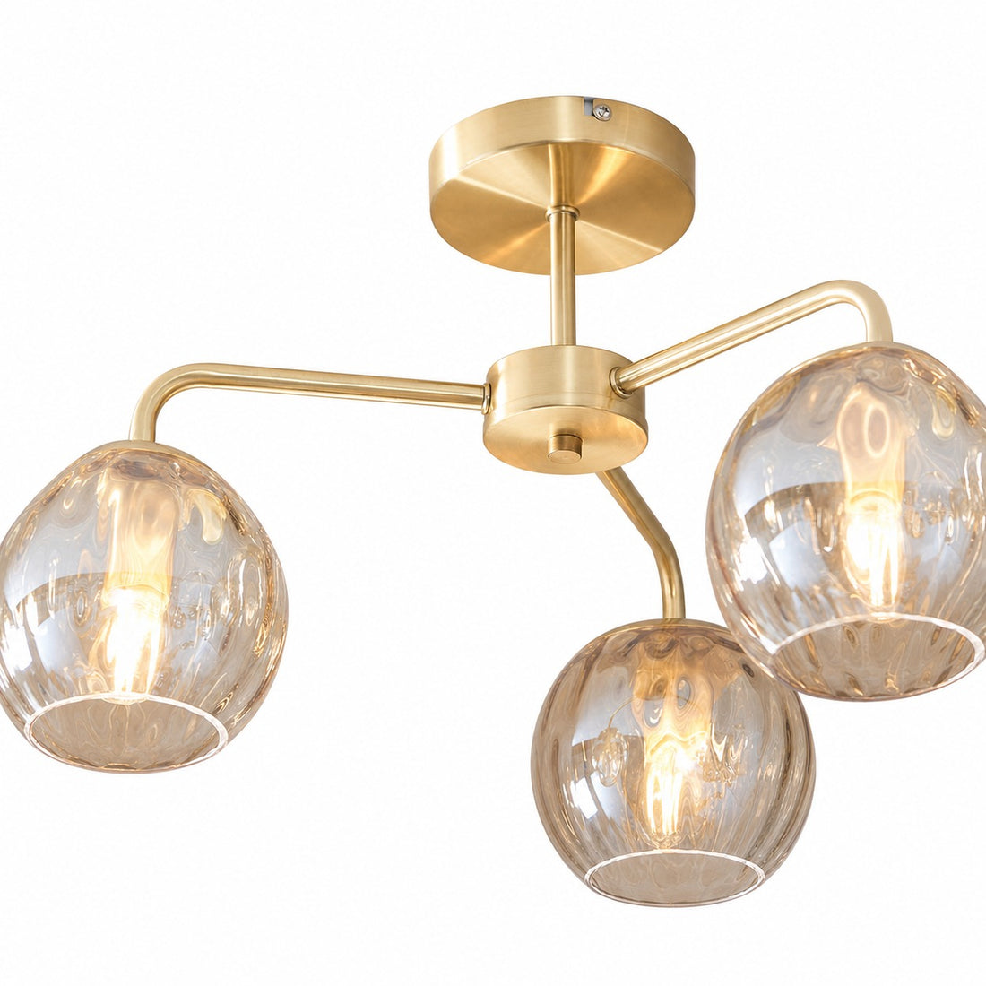 Elegant Brass Finish 3-Light Ceiling Lamp - Globe Semi Flush Light