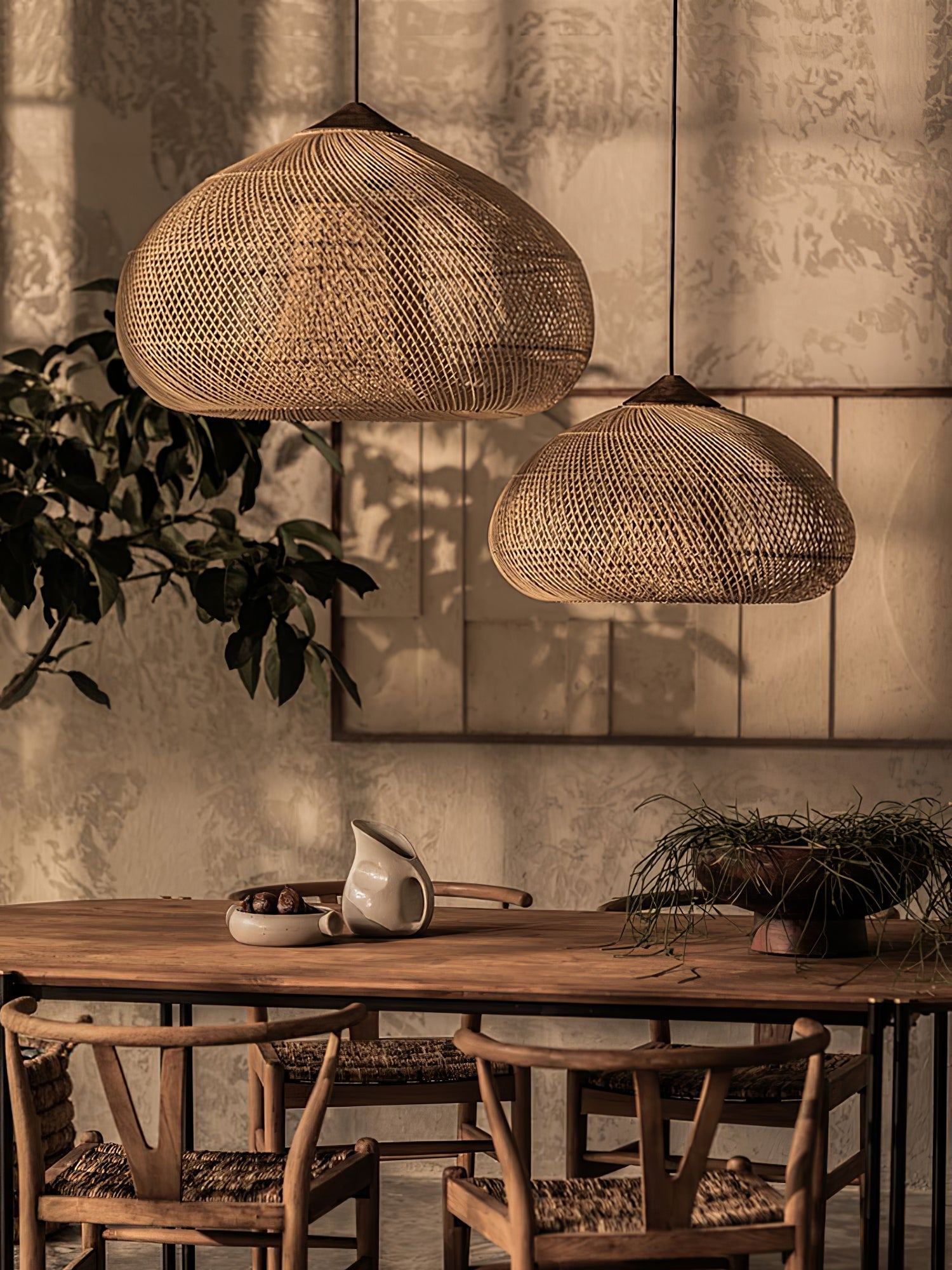 Harp Braided Rattan Pendant Lamp