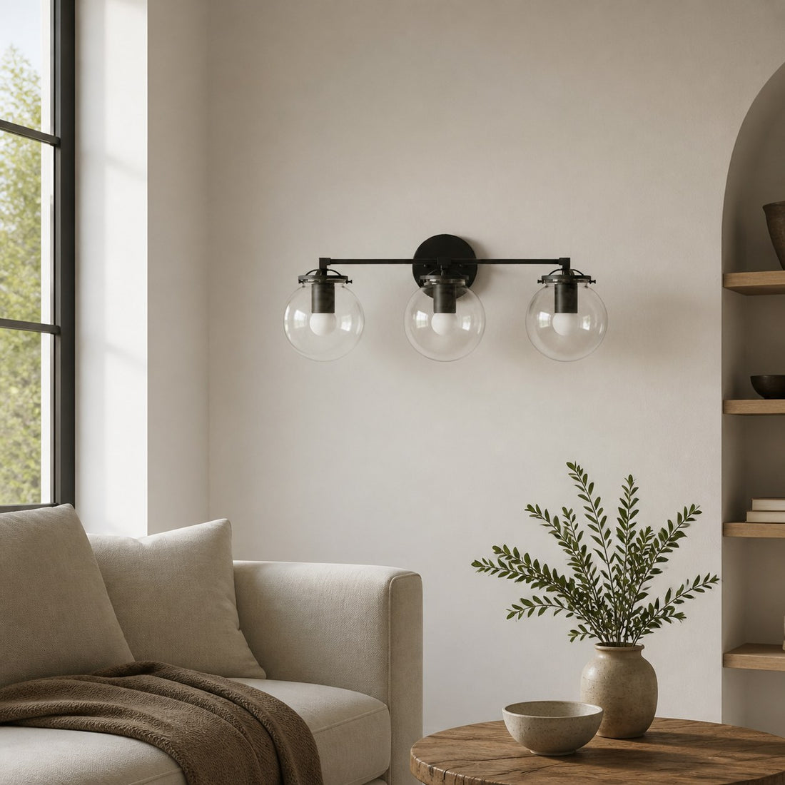 Glorica Glass 3 Shade Globe Vanity Light - Soft Bathroom Light Fixture