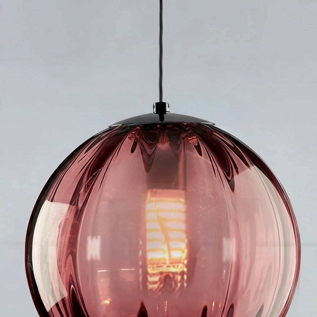 Lunorie Iron Metal Glass Globe Pendant Light - Sculpted Adjustable Pendant for Dining Spaces