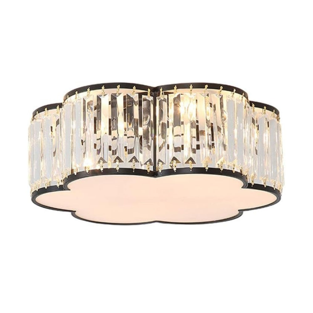 Crystal Glass Flush Mount Ceiling Light - Black Drum Shade Ceiling Light