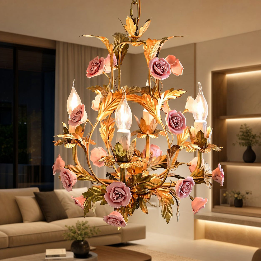 Ceramic Rose Chandelier