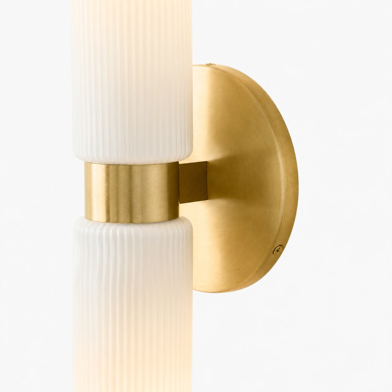 Rivora Modern Fluted Glass Wall Light - Double Short Indoor Outdoor Sconce