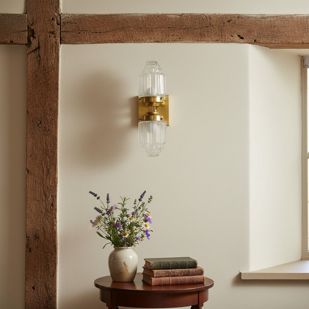 Tierlux Glass Art Deco Wall Sconce - Glass Frosted Globes with Skyscraper Globe