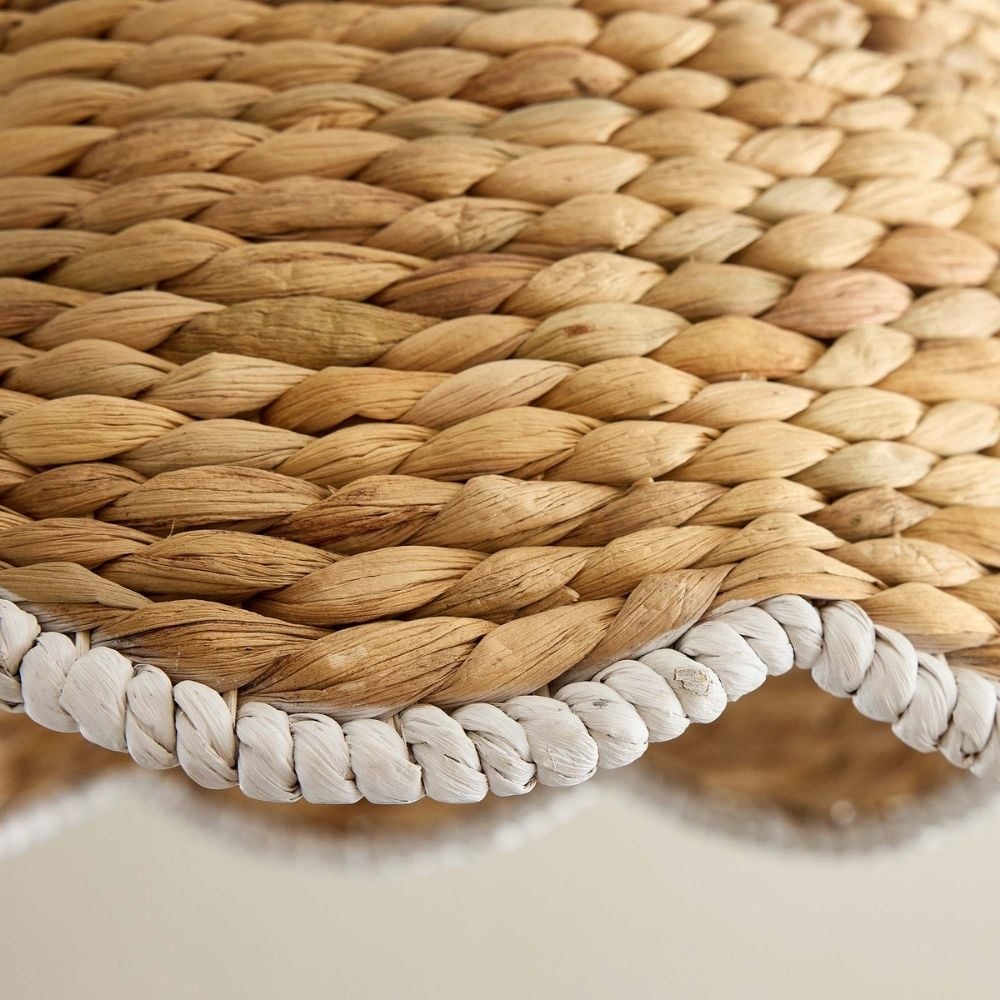 Ruvest Farmhouse Flush Mount Ceiling Light - Scallop Rattan for Warm Interiors