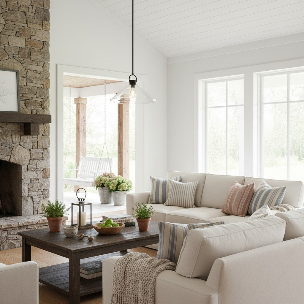 Lirra Clear Glass Industrial Pendant Light - Perfect for Kitchen Island & Dining Room