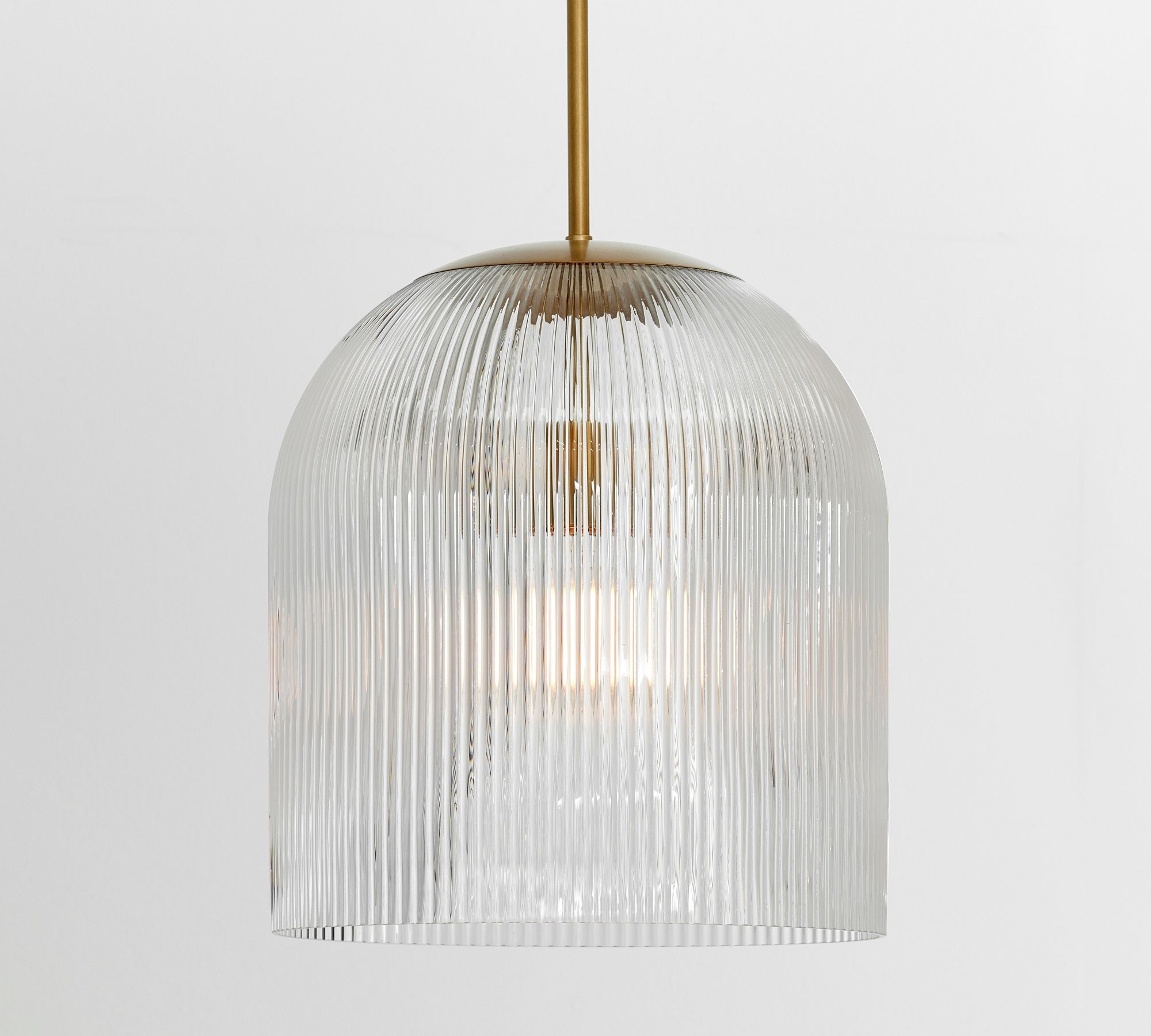 Bravira Ribbed Glass Pendant Light - Elegant Kitchen Island Lamp