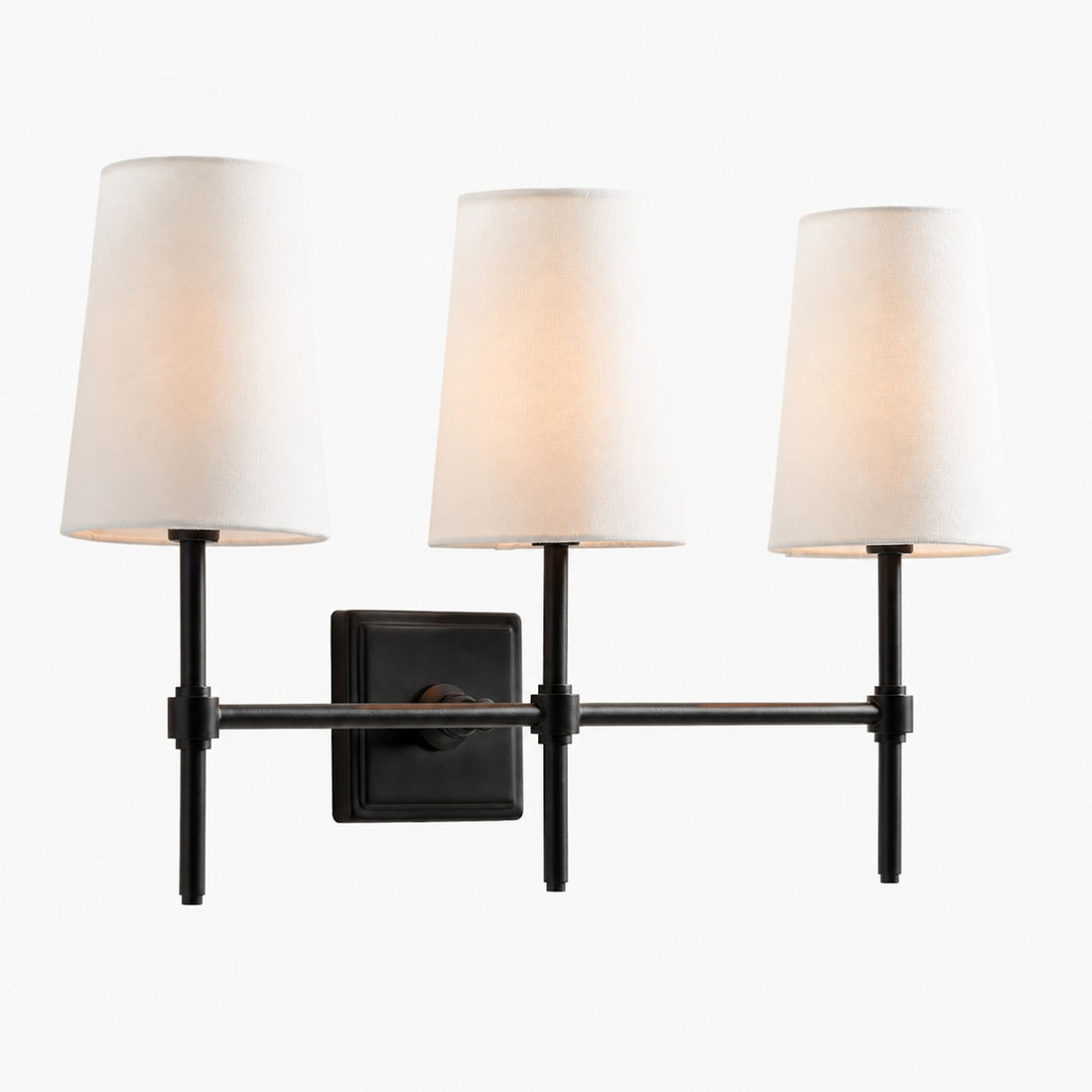 Derlina White Linen Shades Wall Lamp – Retro Metal Multi-Head Lighting Fixture