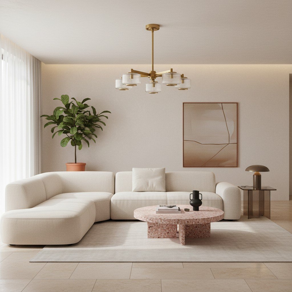 Canovus Ceiling Fixture with Ribbed Glass - Industrial Metal Living Room Light