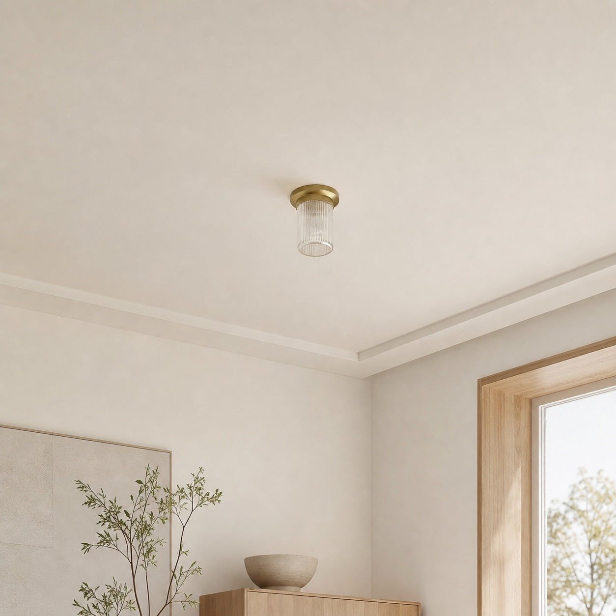 Rivora Fluted Glass Flush Mount – Ribbed Durable Ceiling Light