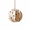 Small cream polka dot fabric globe pendant lamp