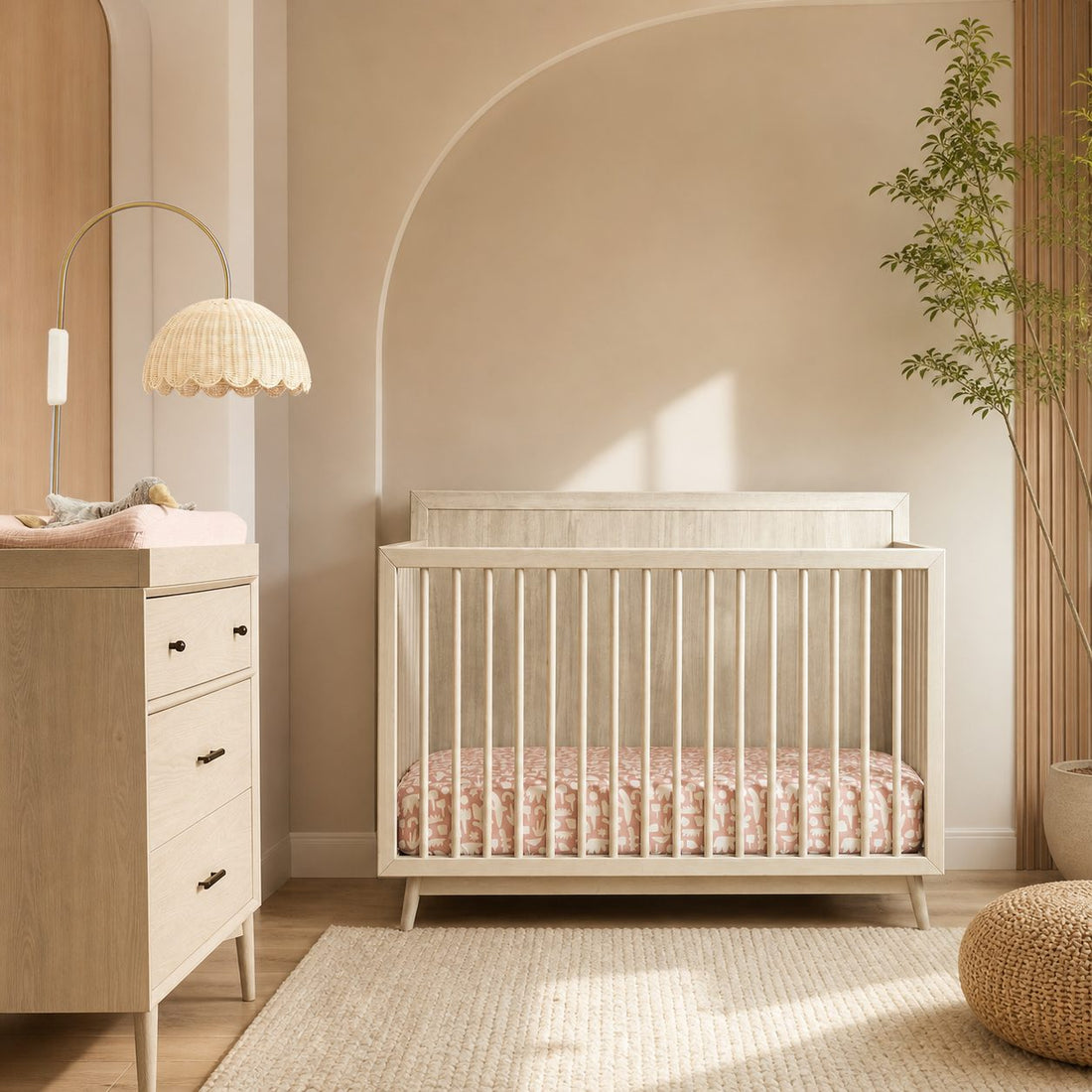 Olvara Scalloped Rattan Bubble Sconce - Whimsical Wall Lamp for Nurseries