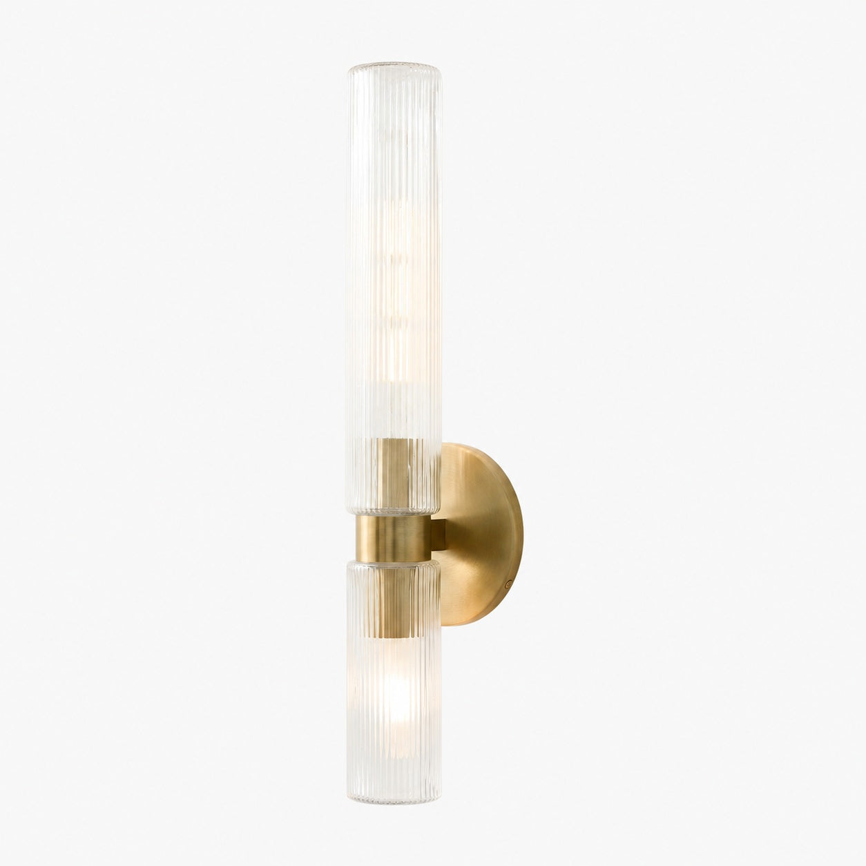 Rivora Fluted Glass Double Short Sconce - Indoor Outdoor Wall Light Elegance