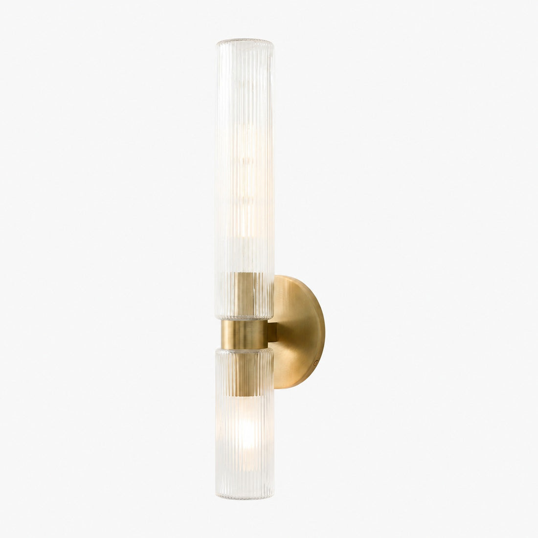 Rivora Fluted Glass Double Short Sconce - Indoor Outdoor Wall Light Elegance