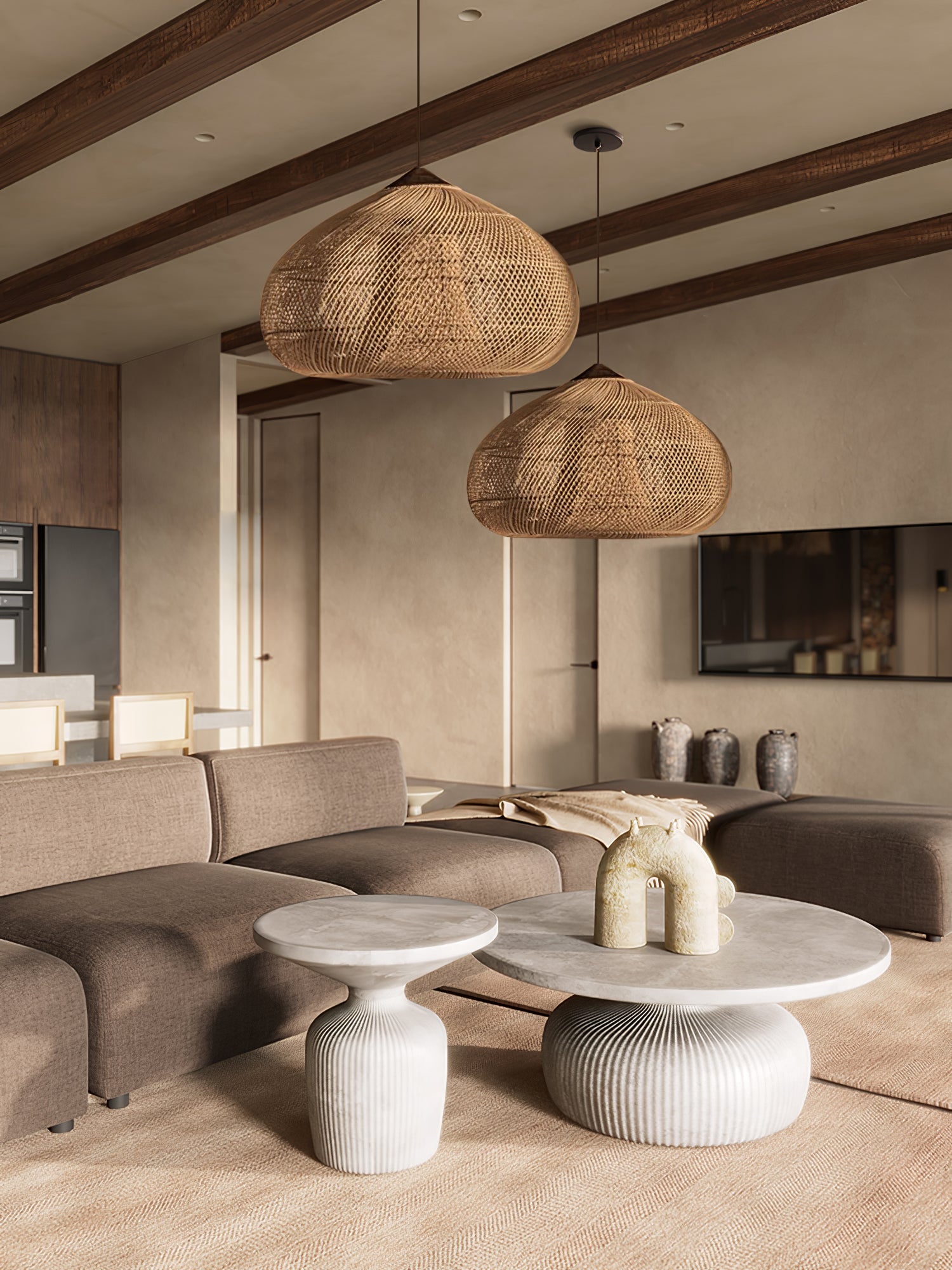 Harp Braided Rattan Pendant Lamp