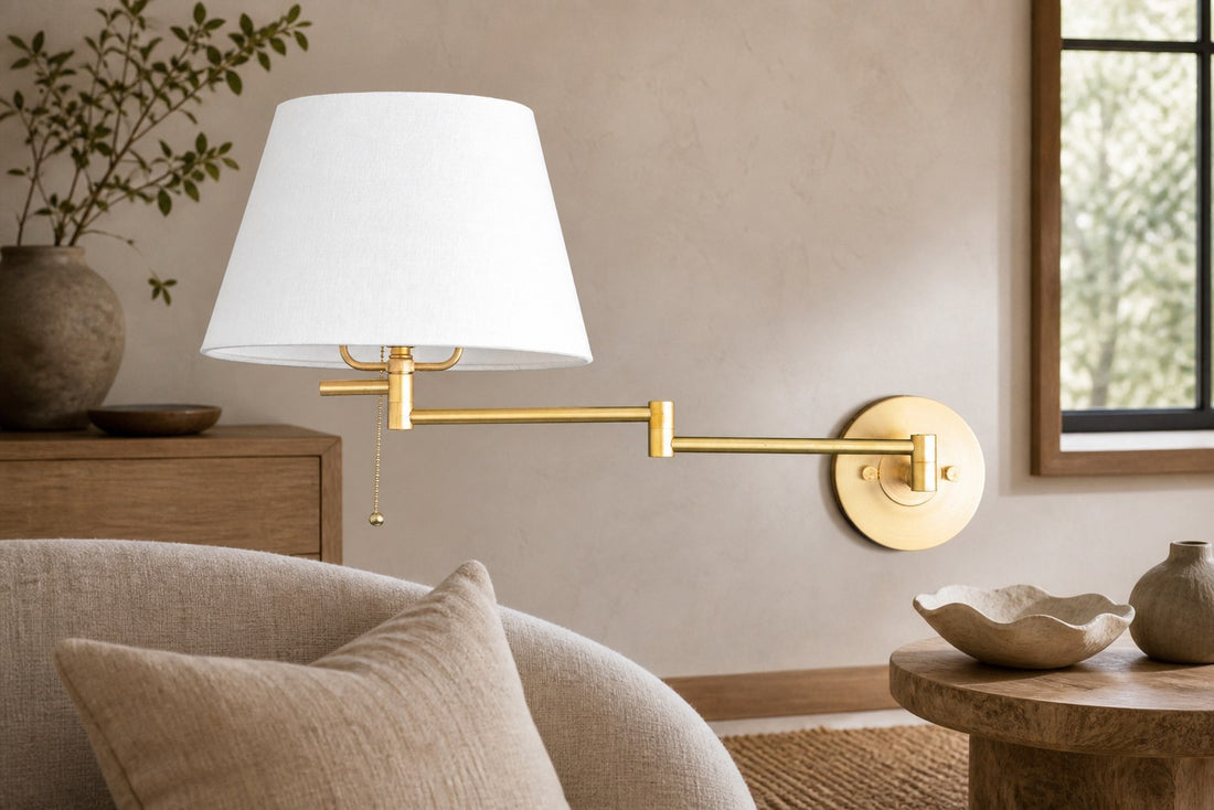 Ornato Luxe Brass Schoolhouse Sconce - Art Deco Wall Light with White Glass Shade
