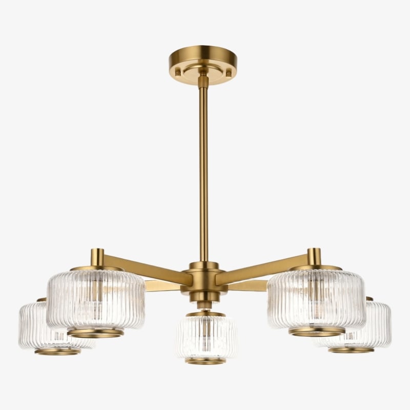 Canovus Ceiling Fixture with Ribbed Glass - Industrial Metal Living Room Light