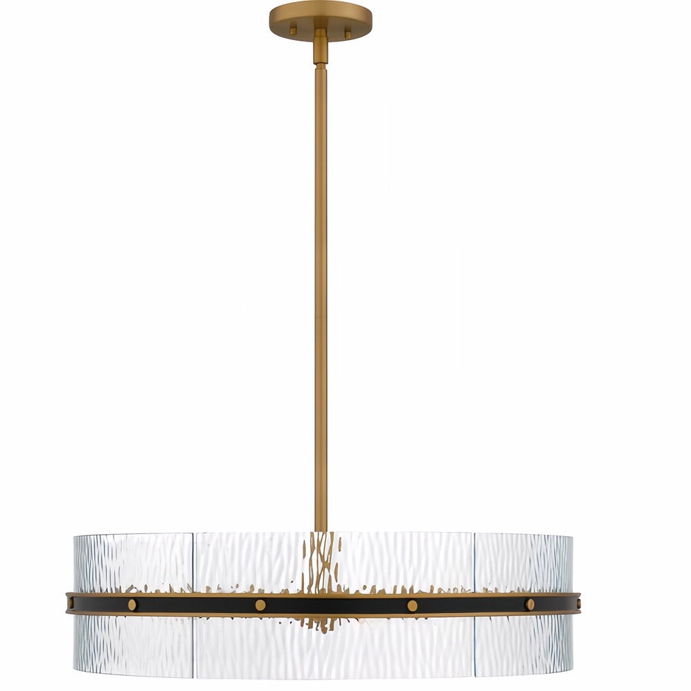 Modern Gold Glam Chandelier - Glass Drum Pendant Light