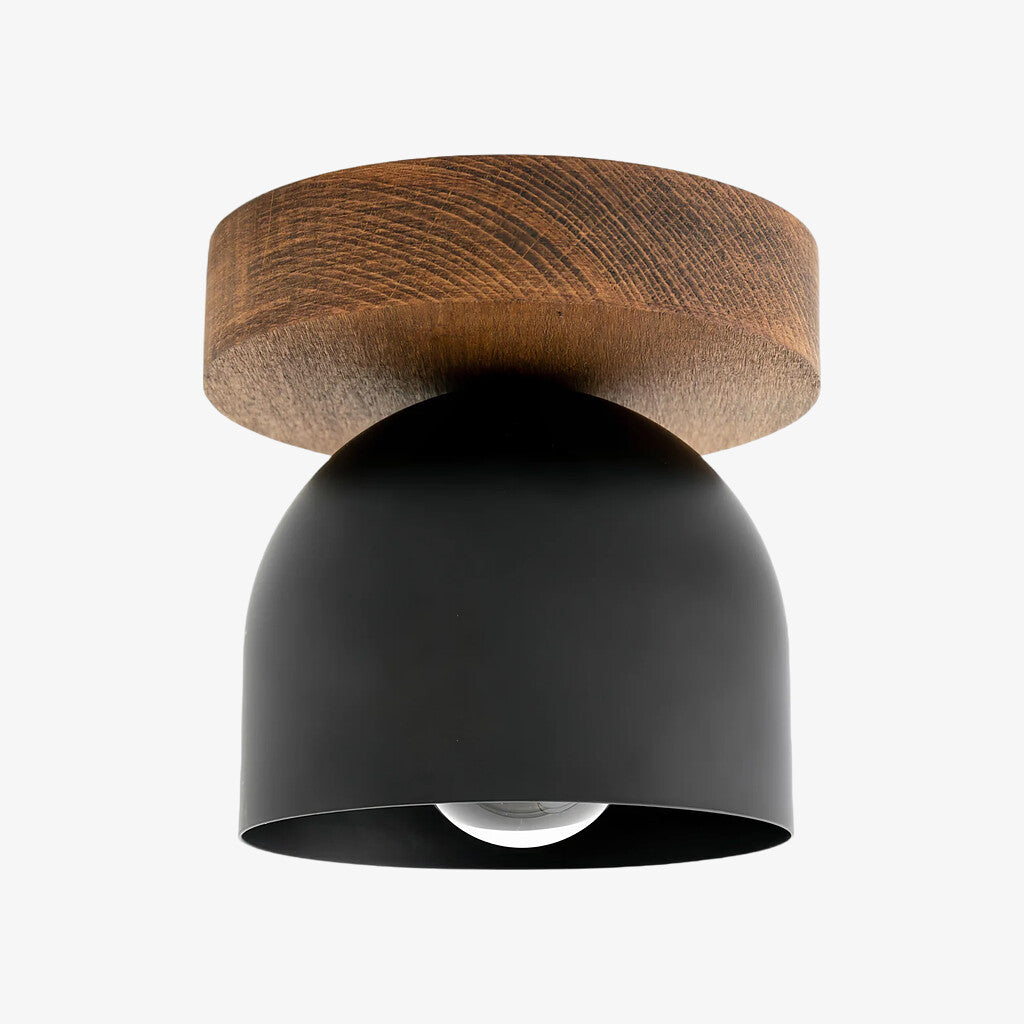 Metio Dome Modern Rustic Ceiling Light - Wooden and Metal Fusion