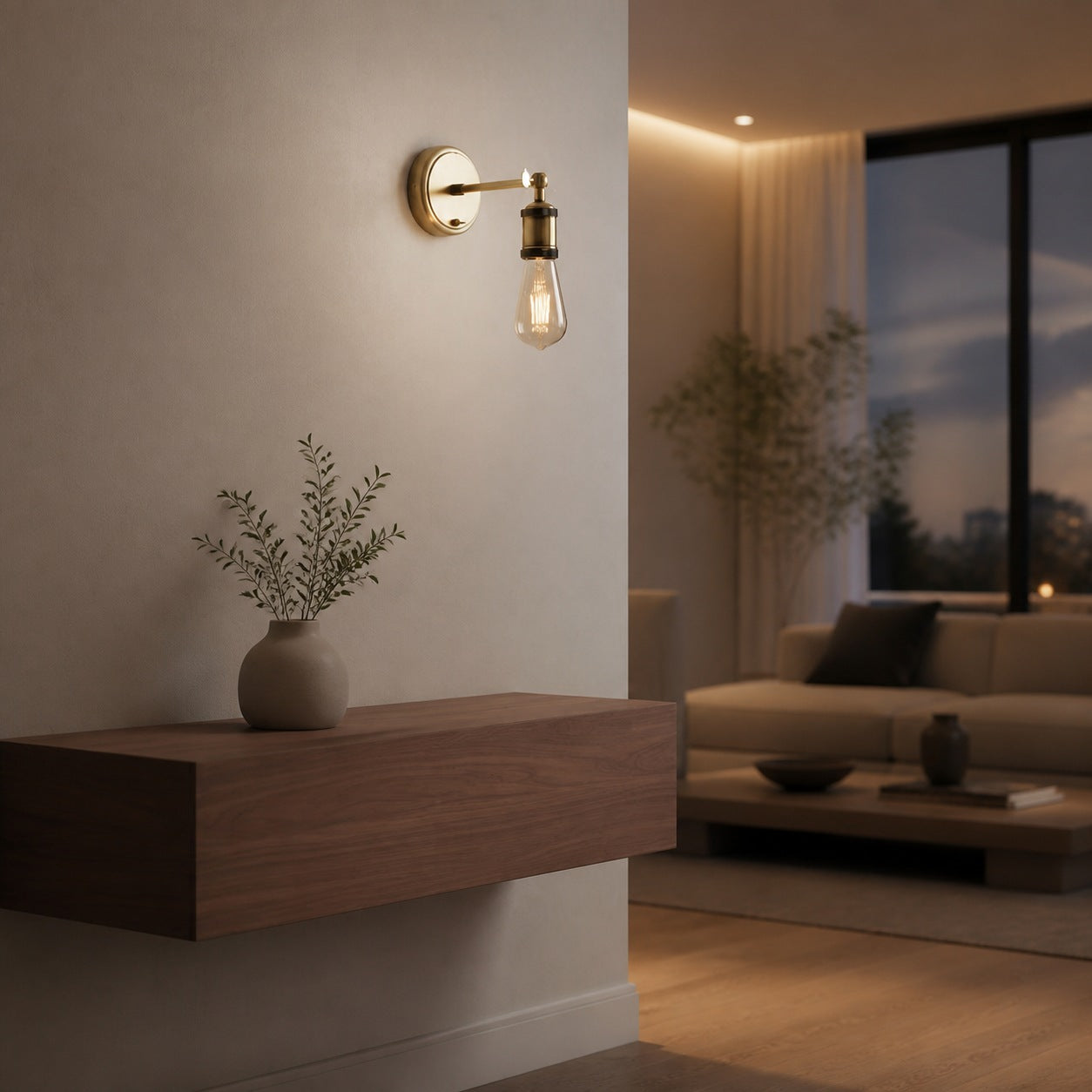 Vintage Hal Brass Adjustable Wall Light for Living Room