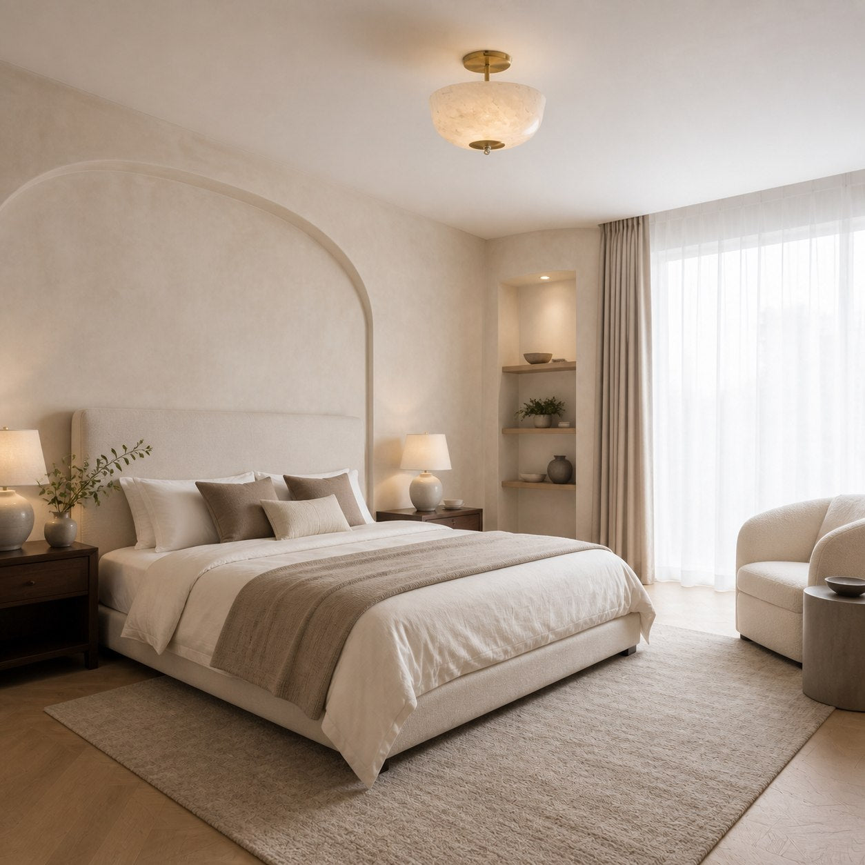Clea Rounded Glass Flush Mount - Dotted Shade for Bedroom and Hallway Lighting