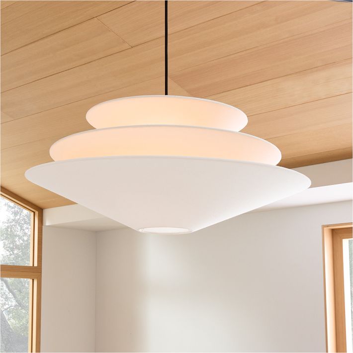 Solivara Pendant – Linen Pendant Light – Layered Shade