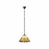 TF Jamelia Vintage Floral Stained Glass Dome Pendant Light for Dining Rooms
