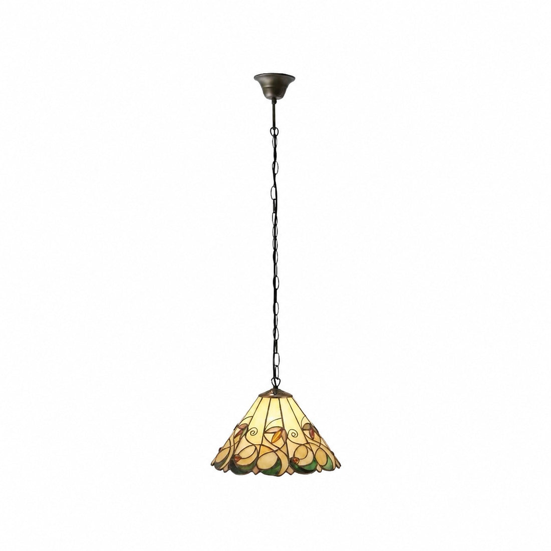TF Jamelia Vintage Floral Stained Glass Dome Pendant Light for Dining Rooms