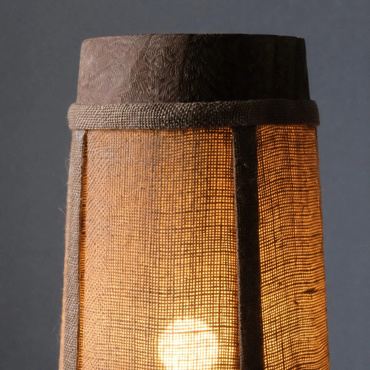 Close-up of gray pressed pleat upper frame