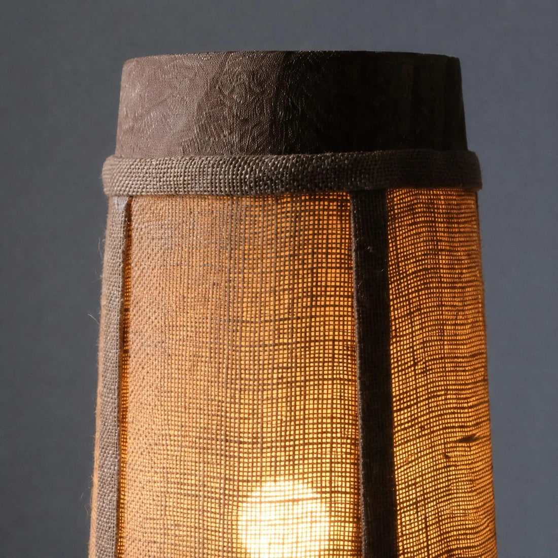 Close-up of gray pressed pleat upper frame
