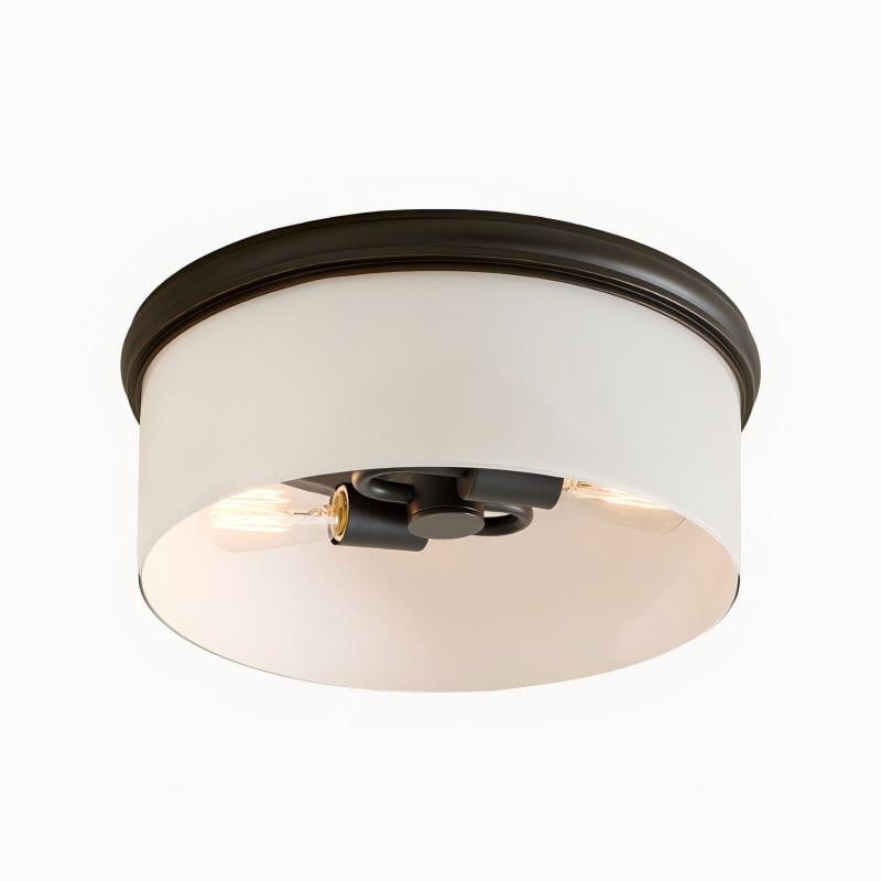 Roven Flush Mount Ceiling Lamp with Opal Glass Dome - Sleek Design for Bedroom and Living Room