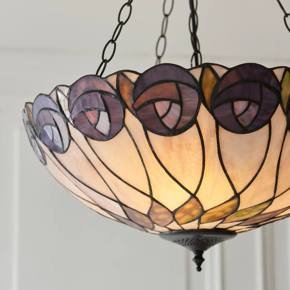 TF Hutchinson Tiffany Pendant Light - Inverted Art Glass Adjustable Pendant Light for Home